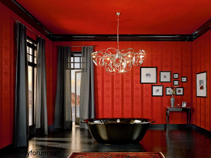 дизайн ванной комнаты в красном